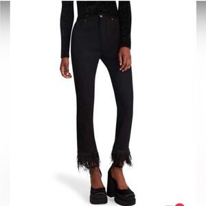 NWT Black Steve Madden High Rise Straight Leg Feather Jeans